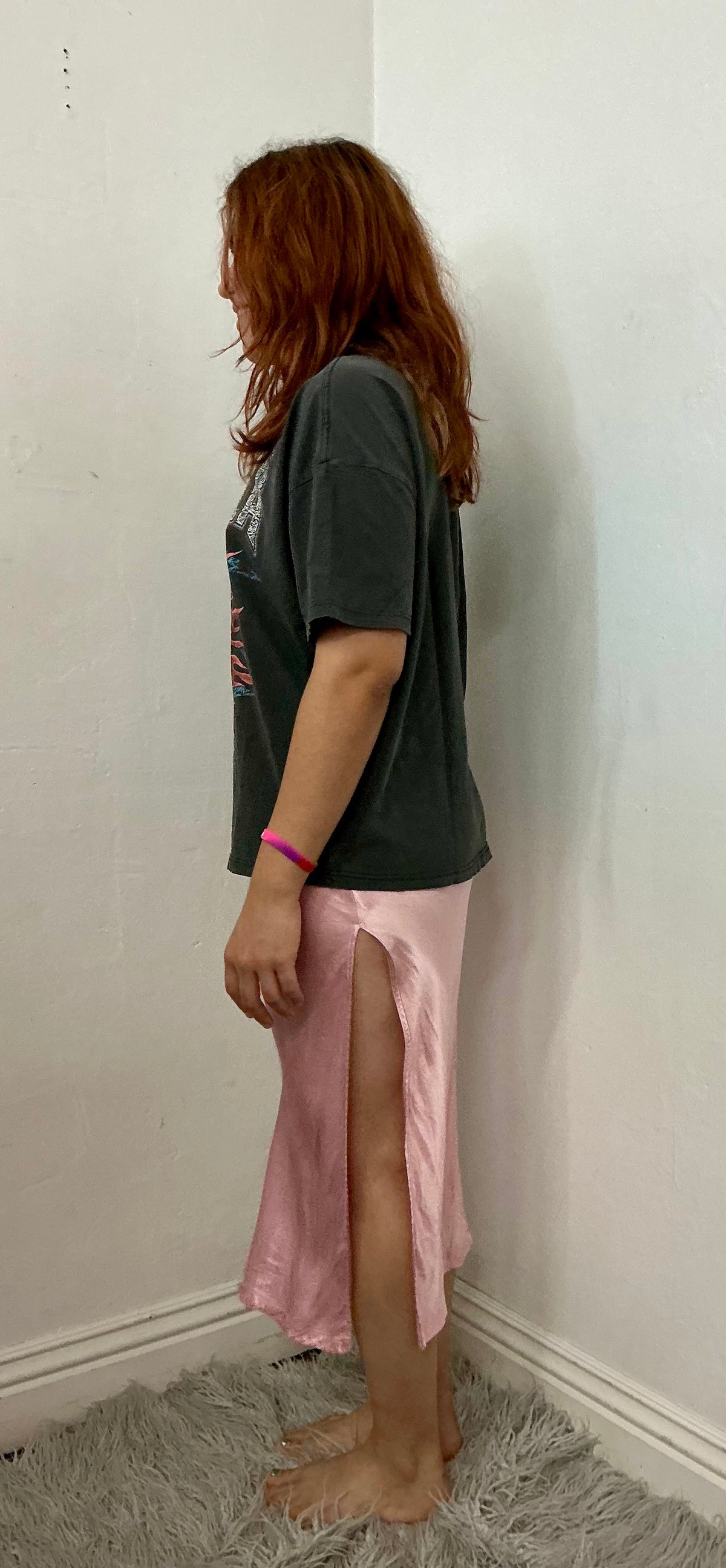 Recycle silky bias skirt