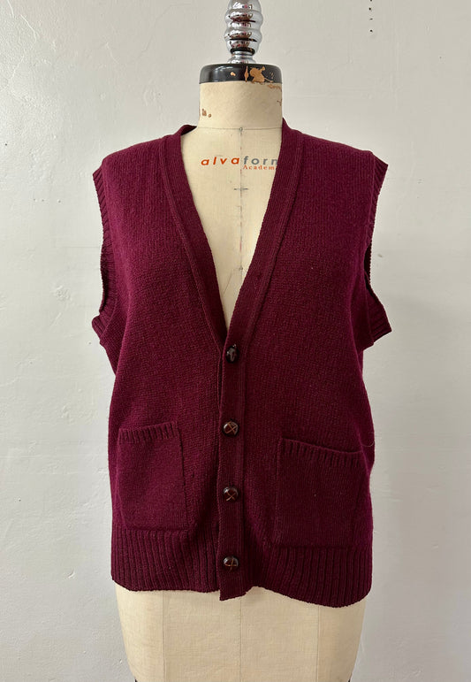 Ragtofab Burgundy vintage 1970s cardigan sweater
