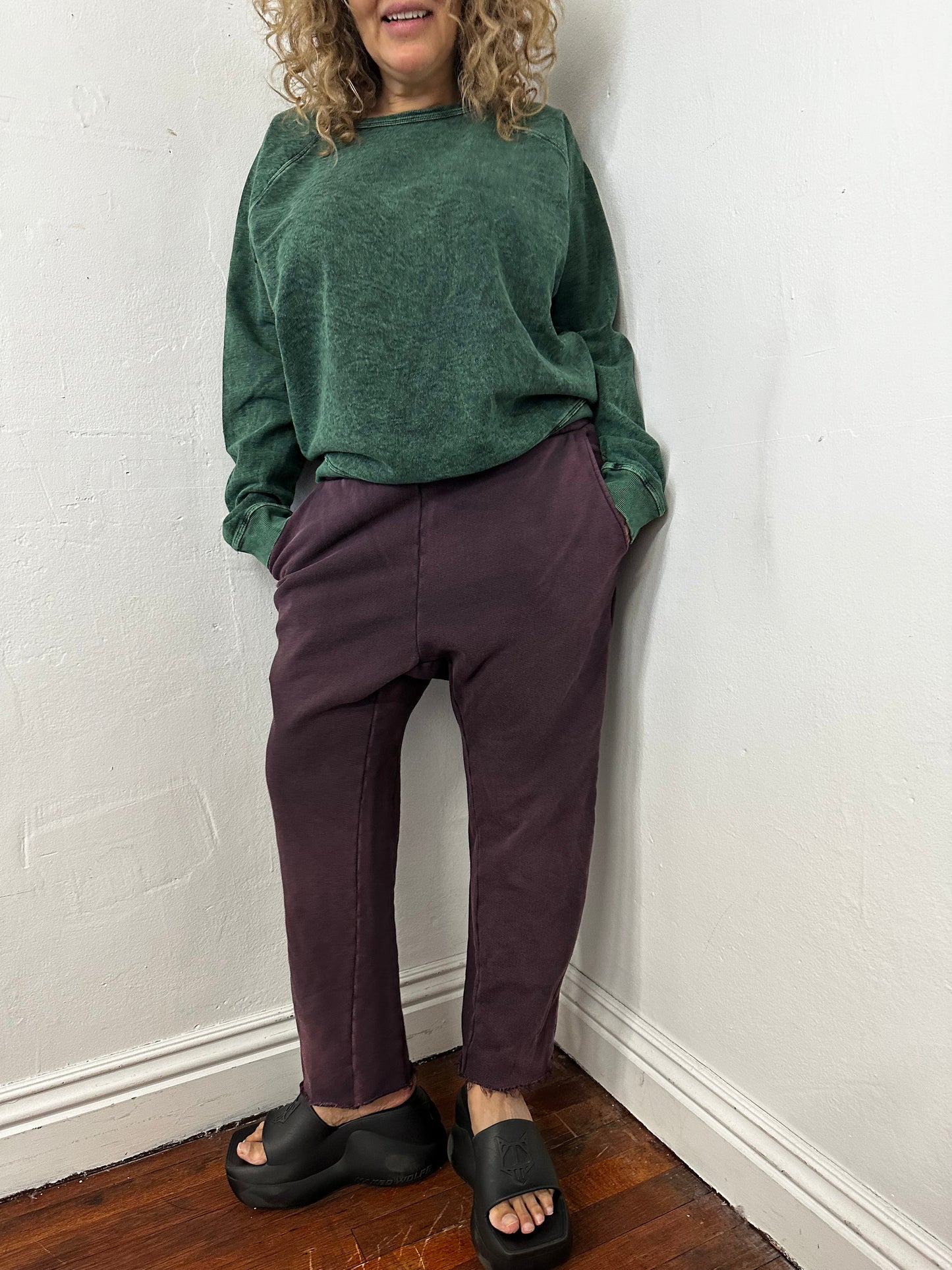 French terry cutout high waisted jogger with potassium wash 