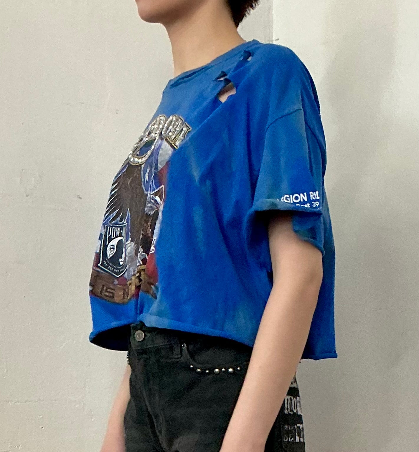 Gildan “freedom is not free” rhinestone crop tee