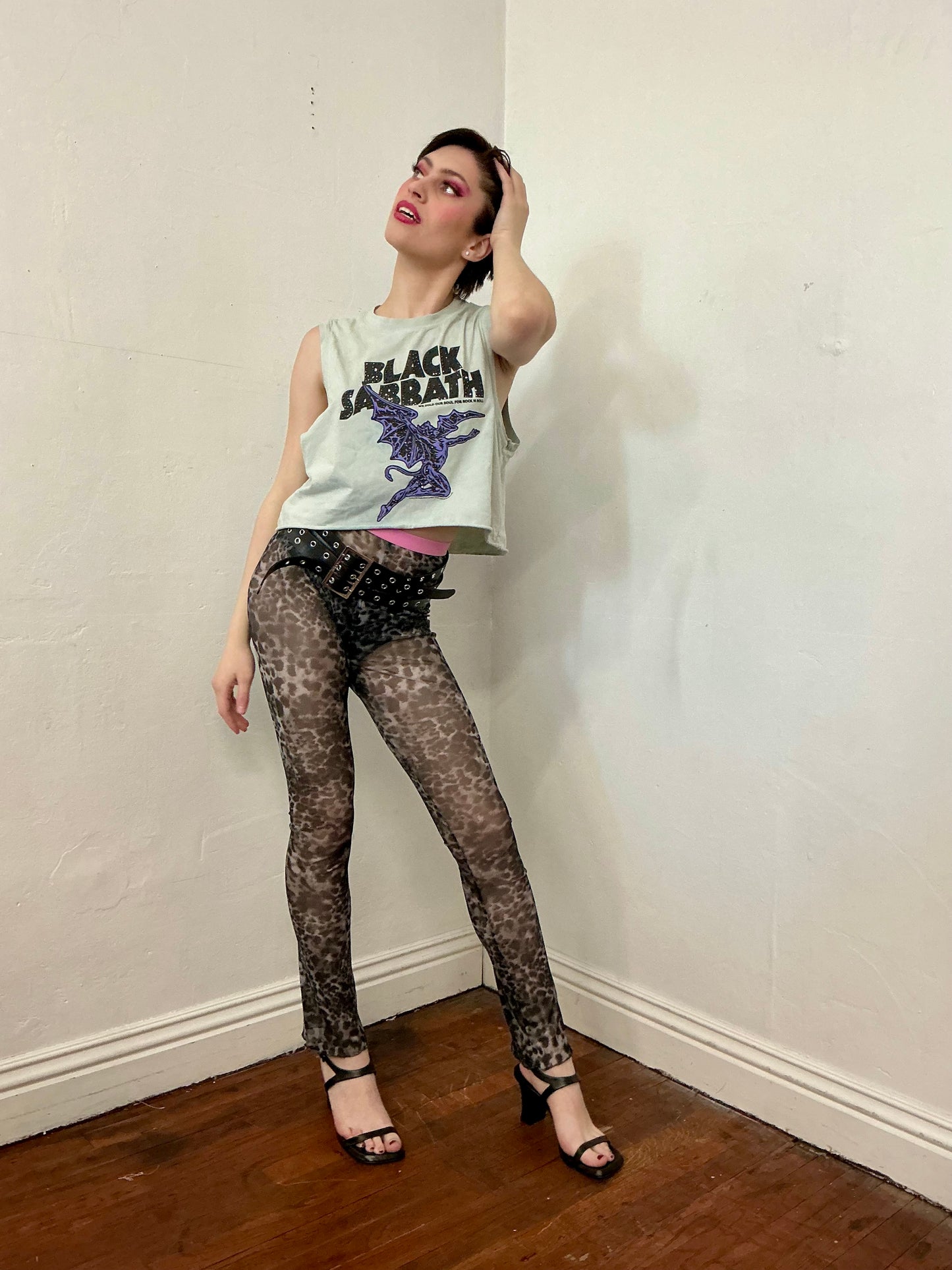 “Black Sabbath “ crop sleeveless top