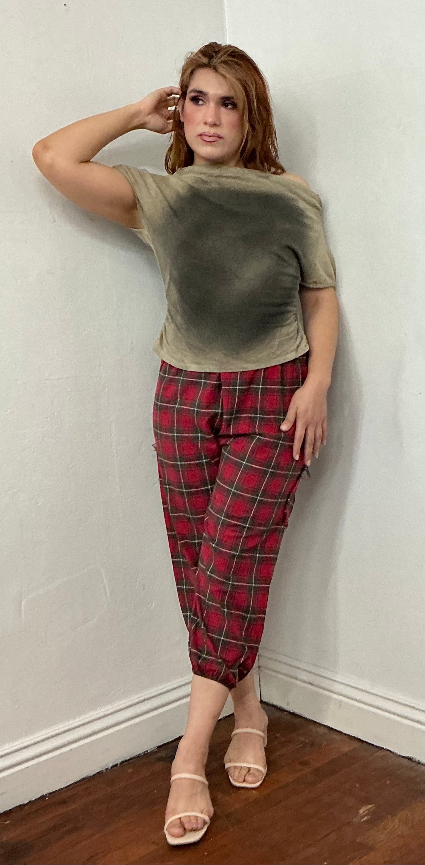 Spray Off shoulder  asymmetrical French terry top