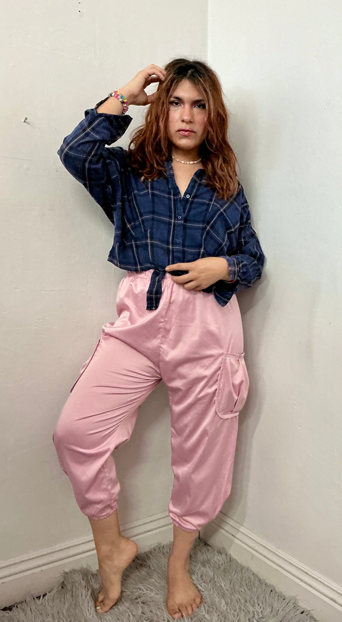 elastic waist bubble bottom hem cargo pant