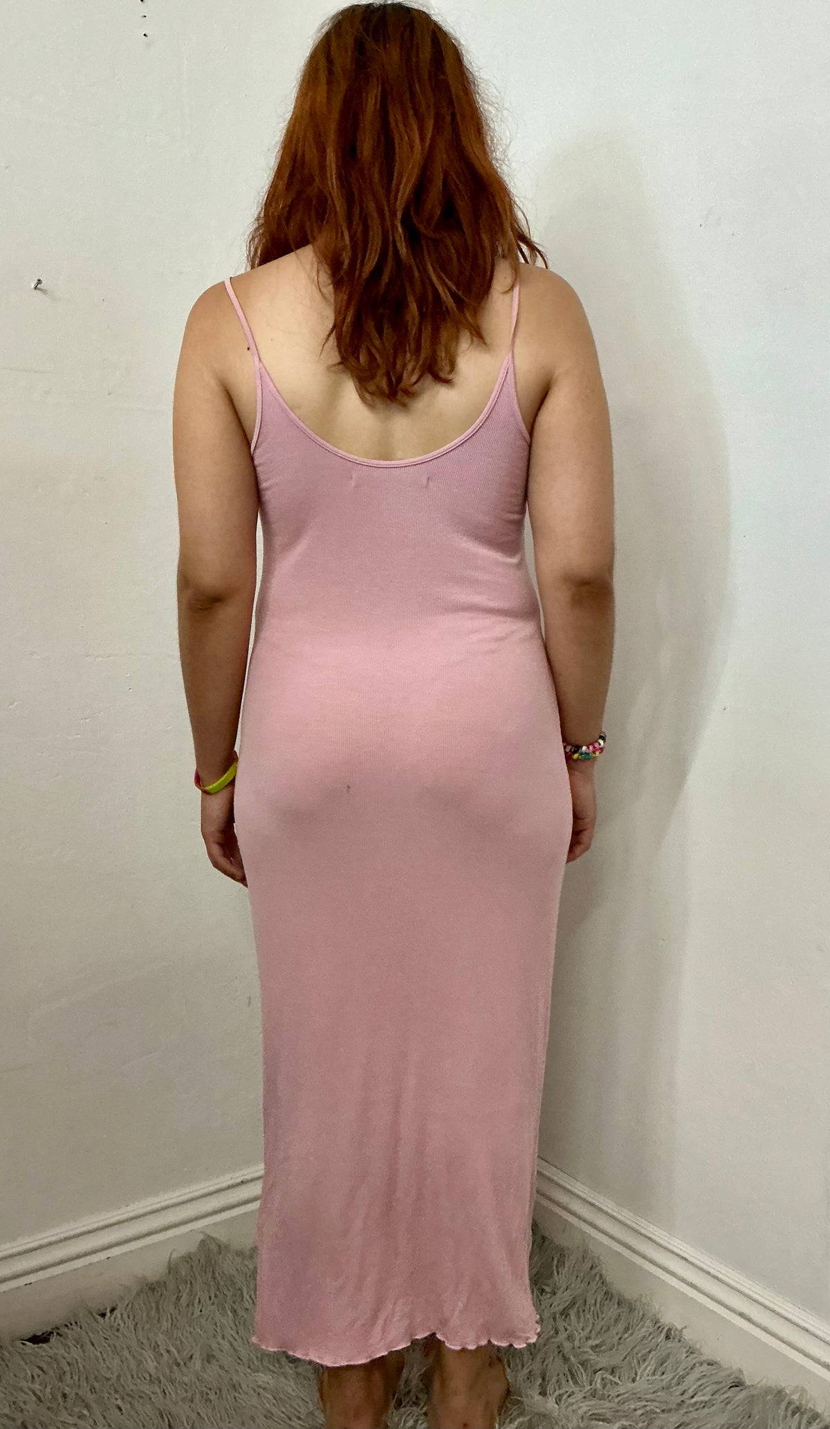 Recycle spaghetti strap rib  dress