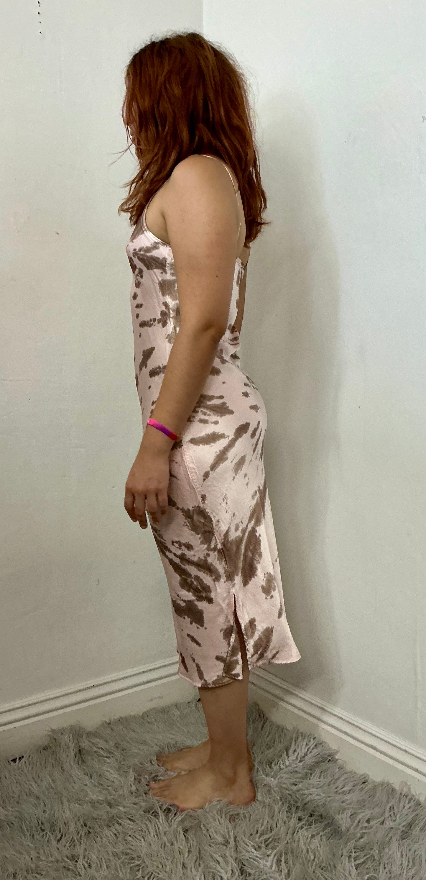 Recycle camo tie dye  silky slip dress.