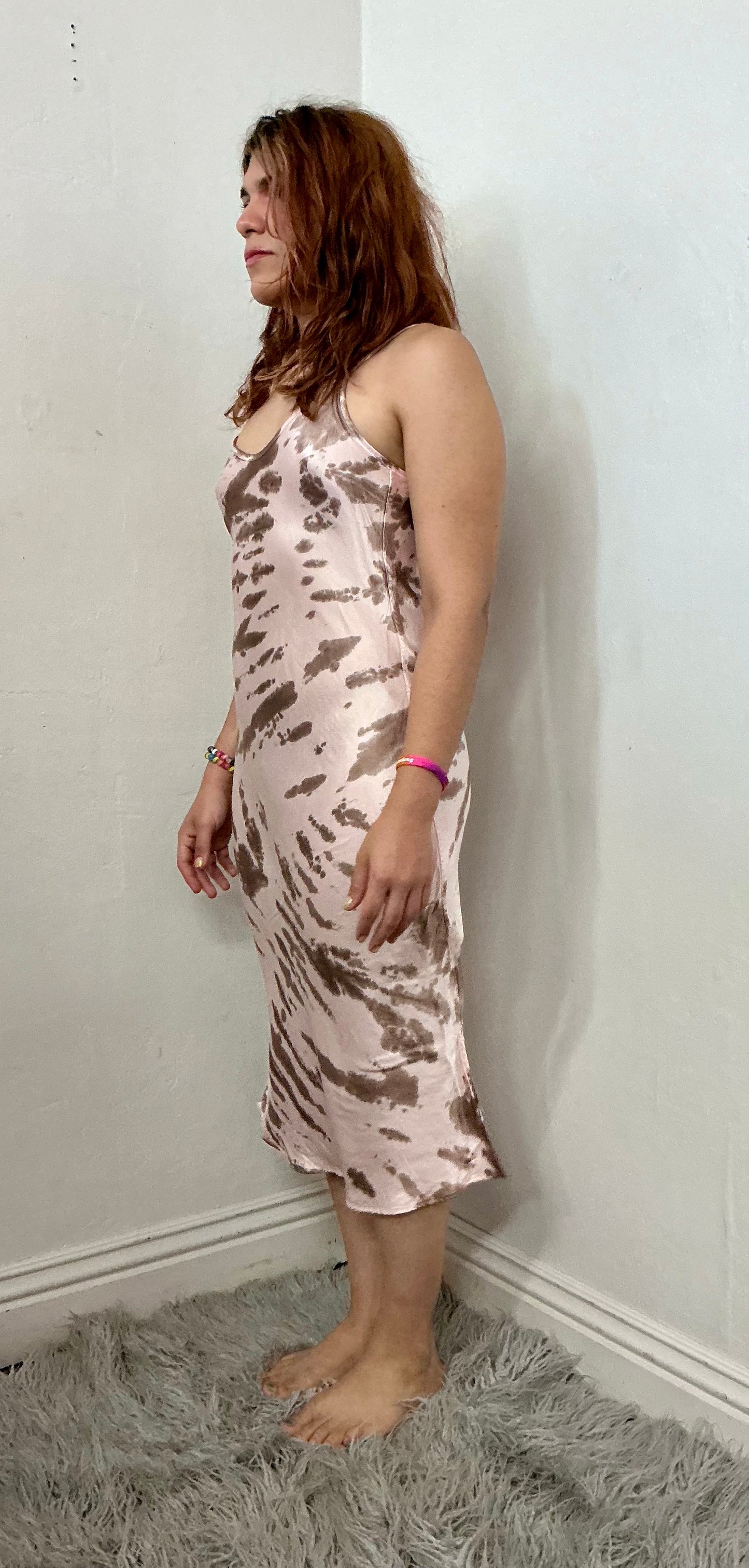 Recycle camo tie dye  silky slip dress.