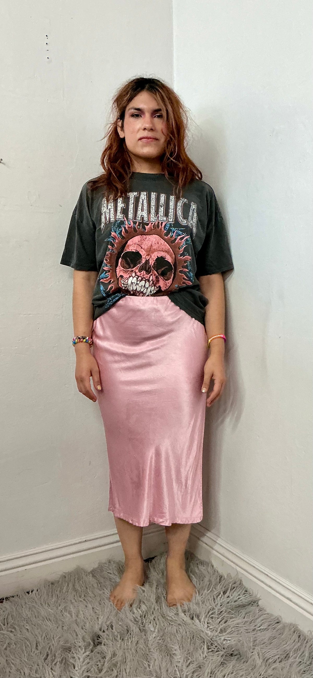 Recycle silky bias skirt