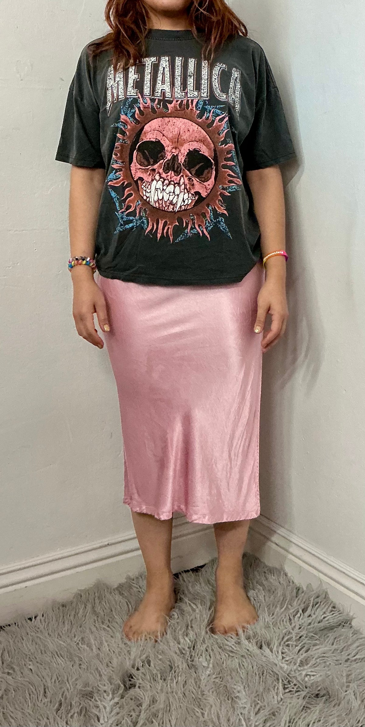 Recycle silky bias skirt