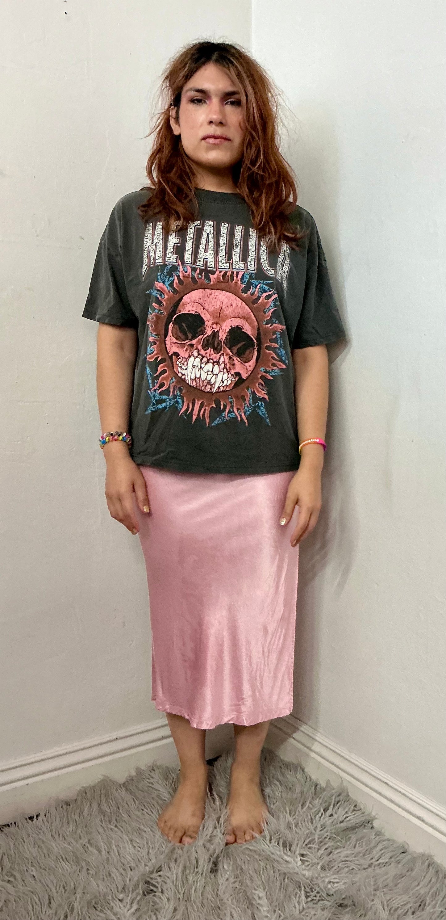 Recycle silky bias skirt