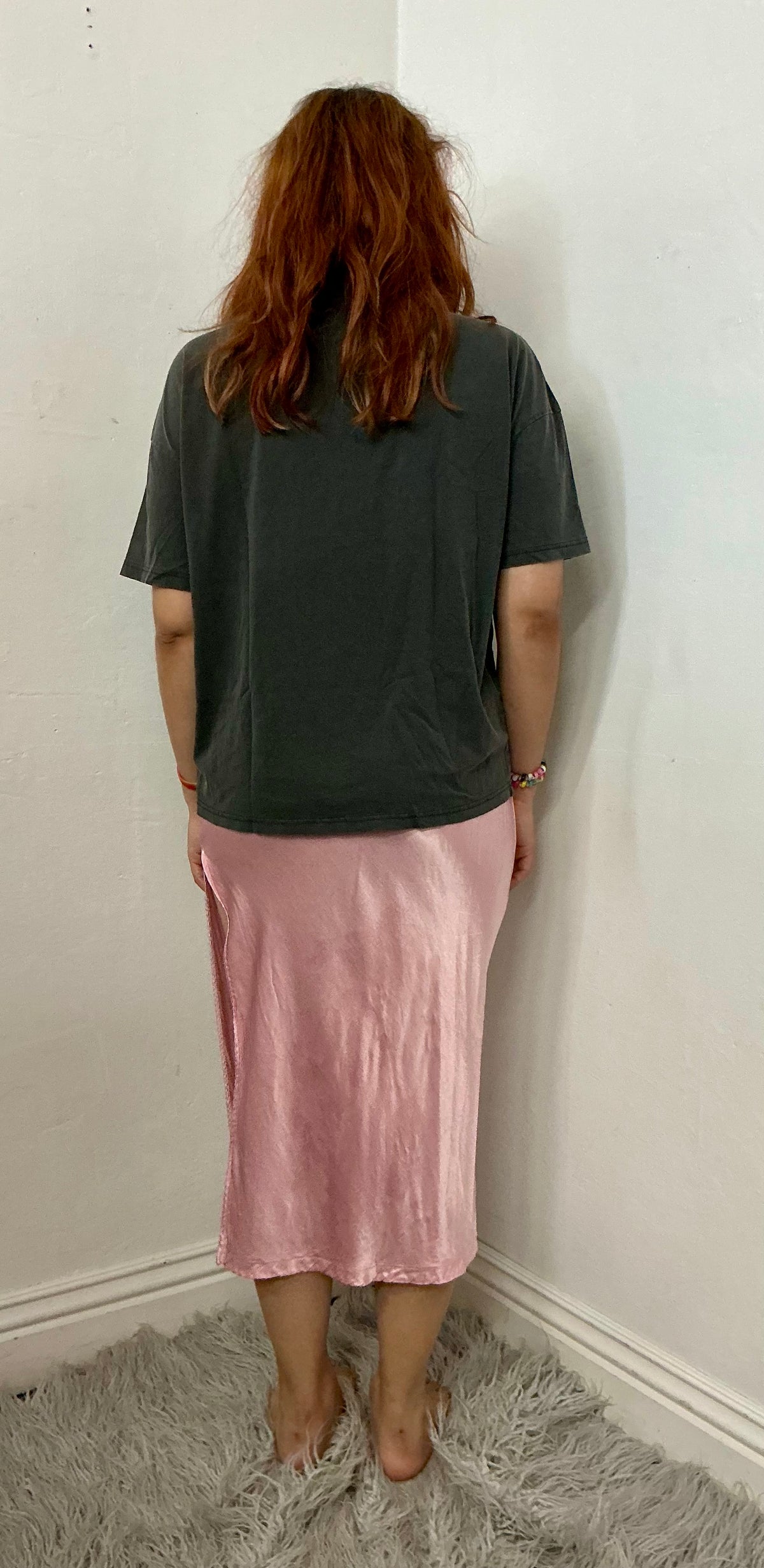 Recycle silky bias skirt