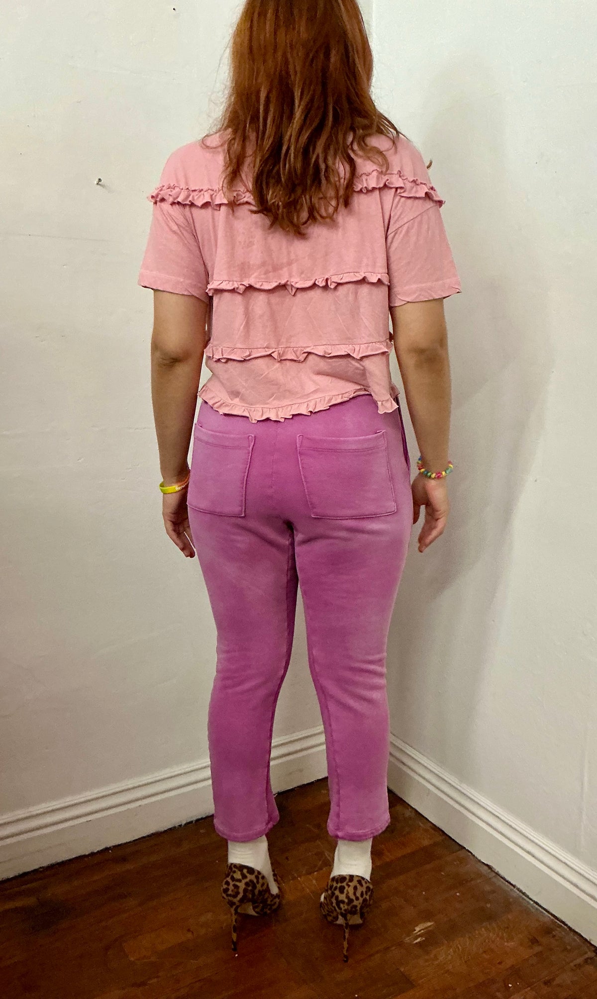 Faded crop French terry embroidered logo pant