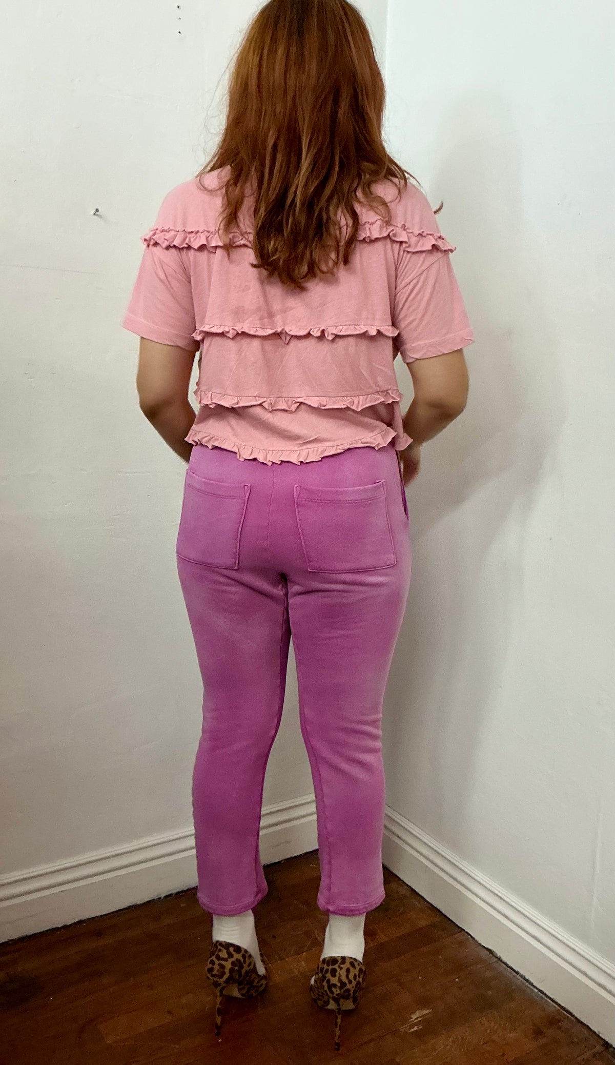 Faded crop French terry embroidered logo pant