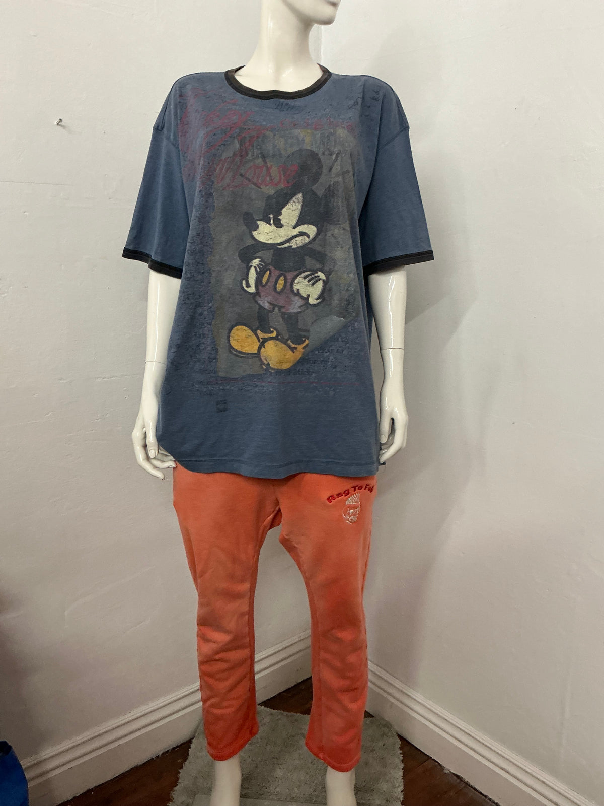 Faded crop French terry embroidered logo pant