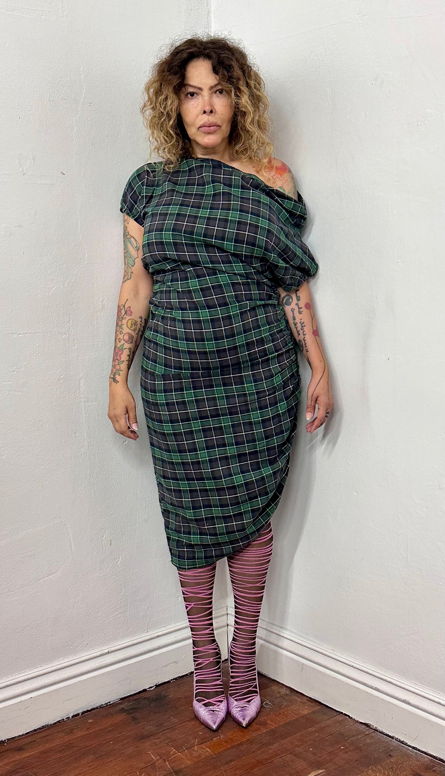 Off shoulder asymmetric dress