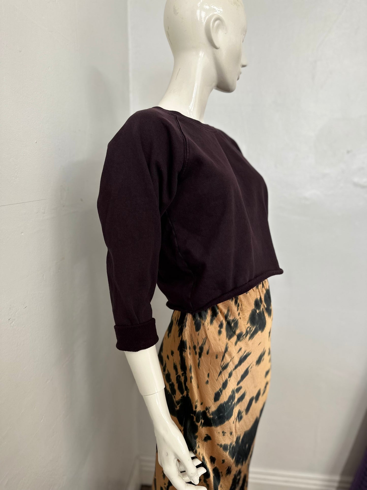 Recycle silky bias skirt in tiger tie dye